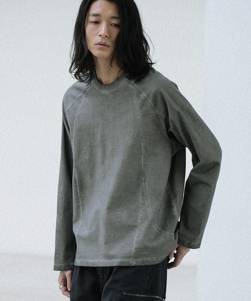 WYM LIDNM（ウィム バイ リドム）の「CURVED SEEM COLD DYED L/S TEE（Tシャツ/カットソー・メンズ・チャコール/アッシュブラウン/グレー・S/M/L）」の3枚目の写真