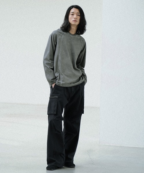 WYM LIDNM（ウィム バイ リドム）の「CURVED SEEM COLD DYED L/S TEE（Tシャツ/カットソー・メンズ・チャコール/アッシュブラウン/グレー・S/M/L）」の7枚目の写真