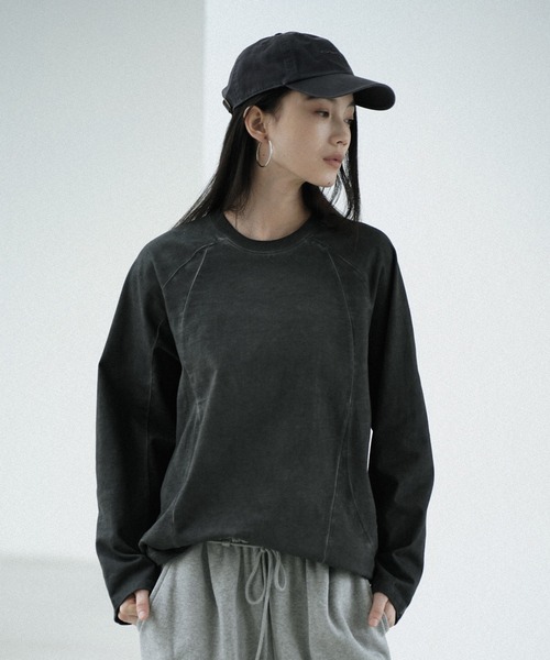 WYM LIDNM（ウィム バイ リドム）の「CURVED SEEM COLD DYED L/S TEE（Tシャツ/カットソー・メンズ・チャコール/アッシュブラウン/グレー・S/M/L）」の10枚目の写真