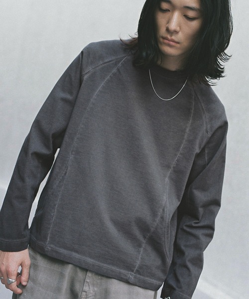WYM LIDNM（ウィム バイ リドム）の「CURVED SEEM COLD DYED L/S TEE（Tシャツ/カットソー・メンズ・チャコール/アッシュブラウン/グレー・S/M/L）」の14枚目の写真