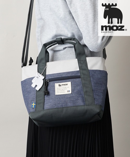 moz（モズ）の「moz(モズ) 2WAYショルダーバッグ A5サイズ 250mlペットボトル トートバッグ ZZEI-33（ショルダーバッグ・レディース・ミント/ブラック/トリコロール/グレー×サックスブルー/ネイビー/グレー×ピンク/オレンジ・ONE SIZE）」の3枚目の写真