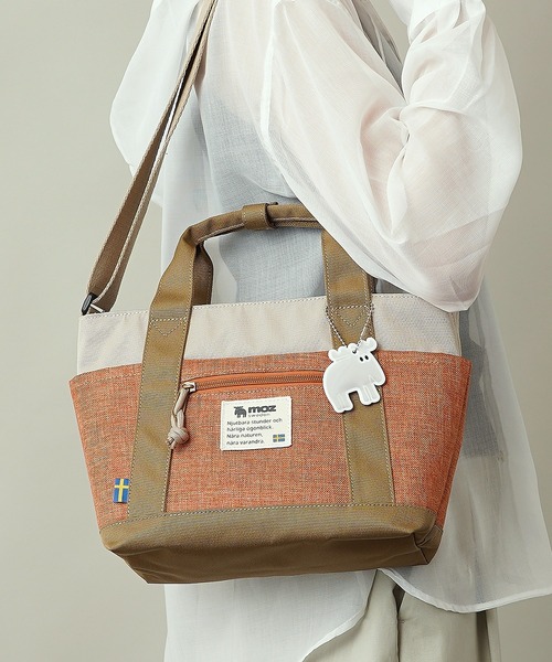 moz（モズ）の「moz(モズ) 2WAYショルダーバッグ A5サイズ 250mlペットボトル トートバッグ ZZEI-33（ショルダーバッグ・レディース・ミント/ブラック/トリコロール/グレー×サックスブルー/ネイビー/グレー×ピンク/オレンジ・ONE SIZE）」の6枚目の写真