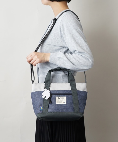 moz（モズ）の「moz(モズ) 2WAYショルダーバッグ A5サイズ 250mlペットボトル トートバッグ ZZEI-33（ショルダーバッグ・レディース・ミント/ブラック/トリコロール/グレー×サックスブルー/ネイビー/グレー×ピンク/オレンジ・ONE SIZE）」の8枚目の写真