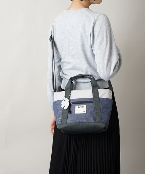 moz（モズ）の「moz(モズ) 2WAYショルダーバッグ A5サイズ 250mlペットボトル トートバッグ ZZEI-33（ショルダーバッグ・レディース・ミント/ブラック/トリコロール/グレー×サックスブルー/ネイビー/グレー×ピンク/オレンジ・ONE SIZE）」の11枚目の写真