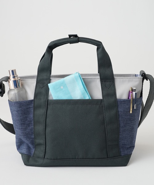 moz（モズ）の「moz(モズ) 2WAYショルダーバッグ A5サイズ 250mlペットボトル トートバッグ ZZEI-33（ショルダーバッグ・レディース・ミント/ブラック/トリコロール/グレー×サックスブルー/ネイビー/グレー×ピンク/オレンジ・ONE SIZE）」の14枚目の写真