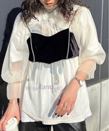 Ameri | TULLE GATHER COMBINATE TOP(シャツ/ブラウス)