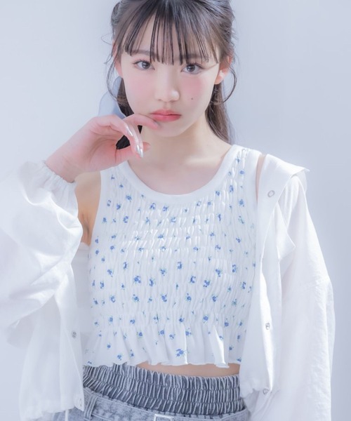 repipi armario（レピピ アルマリオ）の「【吸水速乾】シャーリングタンクトップ（タンクトップ・キッズ・ホワイト/ブラック/その他・SMALL/LARGE/MEDIUM）」の4枚目の写真