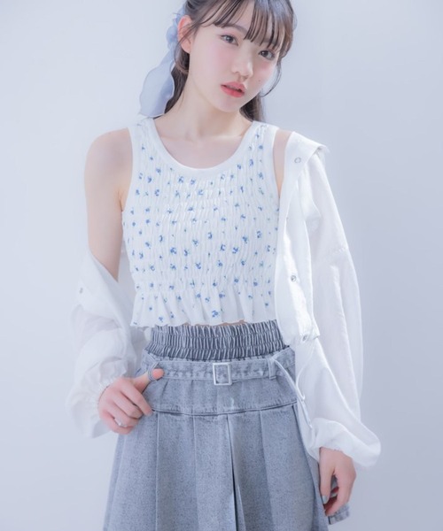 repipi armario（レピピ アルマリオ）の「【吸水速乾】シャーリングタンクトップ（タンクトップ・キッズ・ホワイト/ブラック/その他・SMALL/LARGE/MEDIUM）」の5枚目の写真