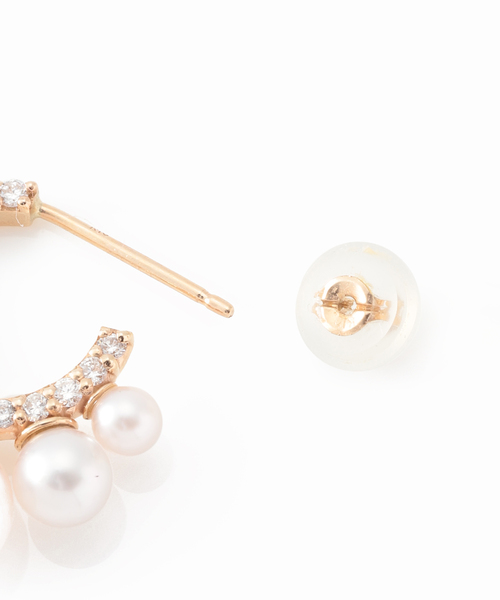 WEB限定》グラデーションパール*ダイヤフープピアス K10（両耳