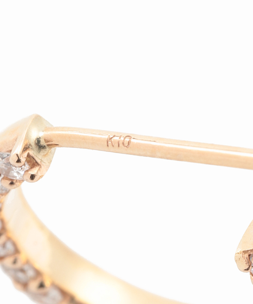 WEB限定》グラデーションパール*ダイヤフープピアス K10（両耳