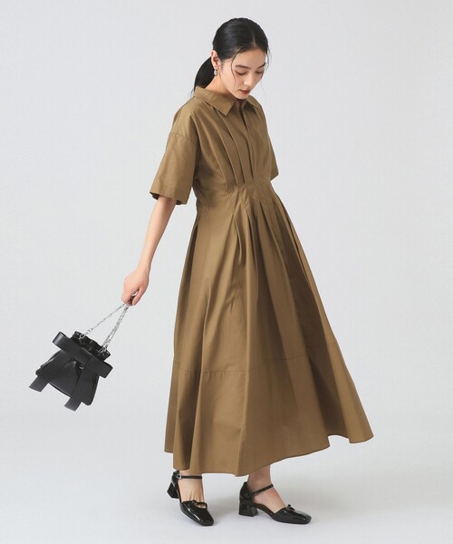 タック ウエスト シャツ ワンピース [洗える]（ワンピース