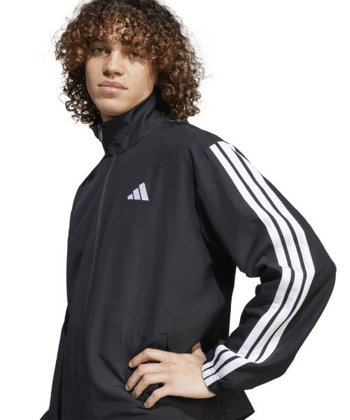 adidas(アディダス)の「アディダス adidas ベーシック スリーストライプス ウーブン トラックスーツ(ジャージ・メンズ・ブラック/ダークブルー・S/M/L/LL/3L)」の2枚目の写真