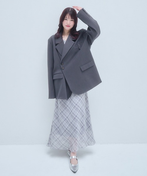 mellowneon(メロウネオン)の「シアーチェックワンピース(ワンピース・レディース・ベージュ/グレー・SMALL/MEDIUM)」の22枚目の写真