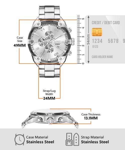 DIESEL（ディーゼル）の「ディーゼル 腕時計 メンズ アナログ ステンレス DZ4677（アナログ腕時計・メンズ・シルバー・FREE）」の7枚目の写真