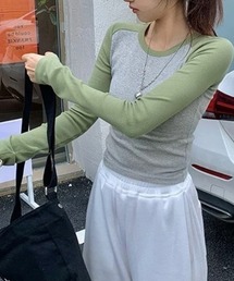 カップ付き ベーシック ラグランスリーブ カットソー