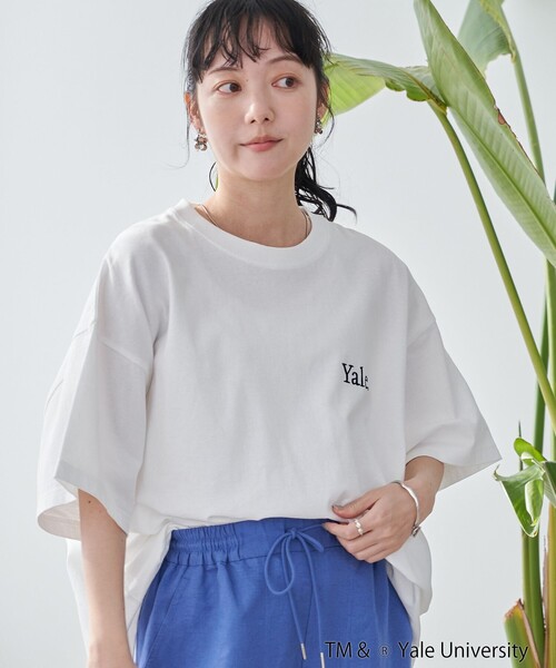 coen(コーエン)の「YALE別注 ゆるシルエットTシャツ(Tシャツ/カットソー・レディース・ライトブルー/クリーム/オフホワイト/ダークグレー・L/M)」の8枚目の写真
