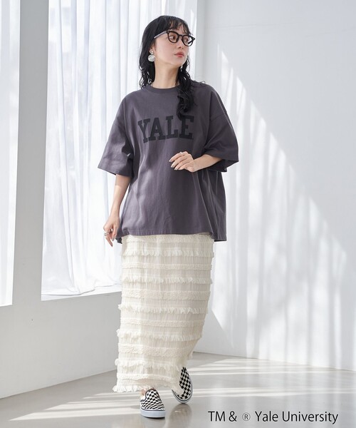 coen(コーエン)の「YALE別注 ゆるシルエットTシャツ(Tシャツ/カットソー・レディース・ライトブルー/クリーム/オフホワイト/ダークグレー・L/M)」の16枚目の写真