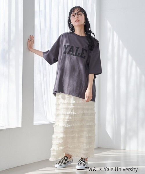coen(コーエン)の「YALE別注 ゆるシルエットTシャツ(Tシャツ/カットソー・レディース・ライトブルー/クリーム/オフホワイト/ダークグレー・L/M)」の17枚目の写真