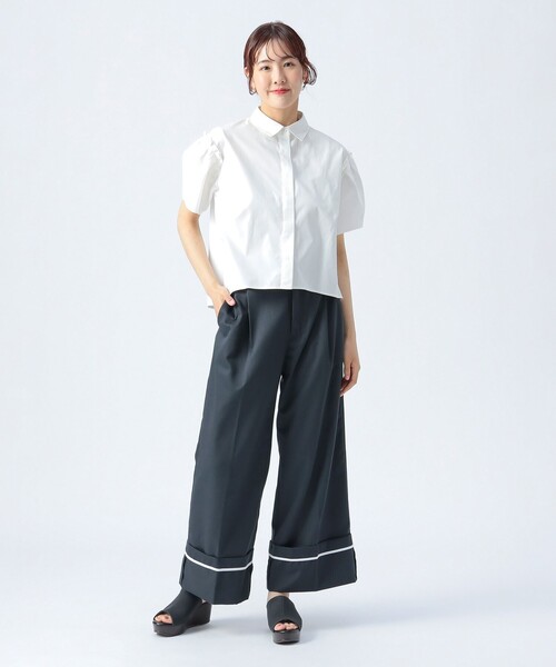 BEAMS HEART（ビームスハート）の「【3色展開】肩タック ビッグ シャツ（シャツ/ブラウス・レディース・オフホワイト/サックスブルー/ブラック・FREE）」の4枚目の写真