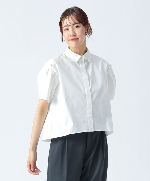 BEAMS HEART（ビームスハート）の「【3色展開】肩タック ビッグ シャツ（シャツ/ブラウス・レディース・オフホワイト/サックスブルー/ブラック・FREE）」の7枚目の写真