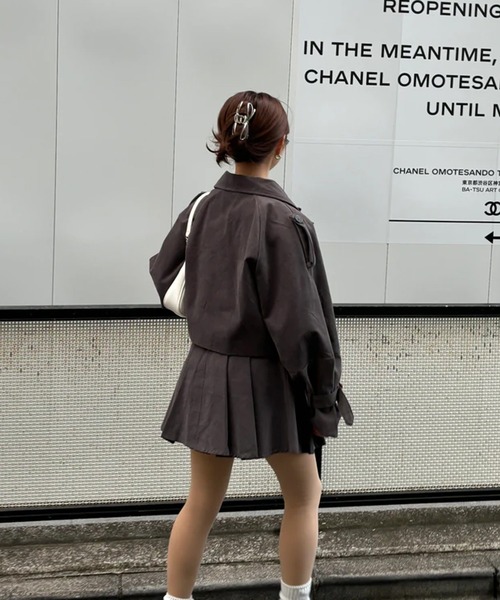 merrylatte（メリーラテ）の「ショート丈トレンチコート（トレンチコート・レディース・チャコール・FREE）」の5枚目の写真