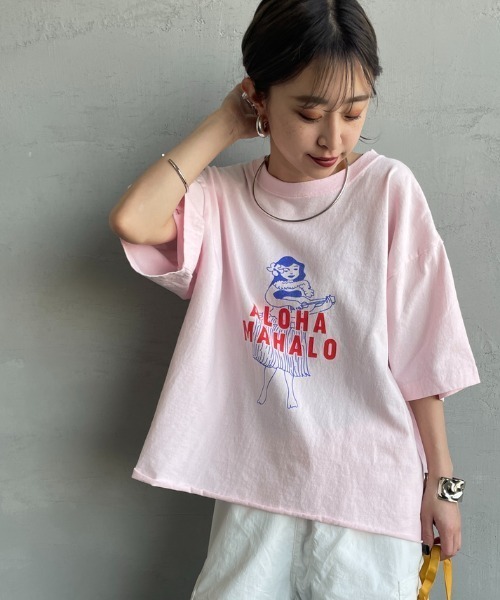 FUNG/ファング] ALOHA MAHALO カットオフプリントTシャツ（T