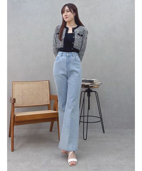 MERCURYDUO（マーキュリーデュオ）の「ブーツカットデニムパンツ（デニムパンツ・レディース・ブルー/ブラック・MEDIUM/SMALL）」の15枚目の写真