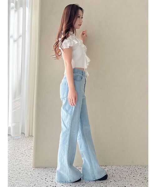 MERCURYDUO（マーキュリーデュオ）の「ブーツカットデニムパンツ（デニムパンツ・レディース・ブルー/ブラック・MEDIUM/SMALL）」の7枚目の写真