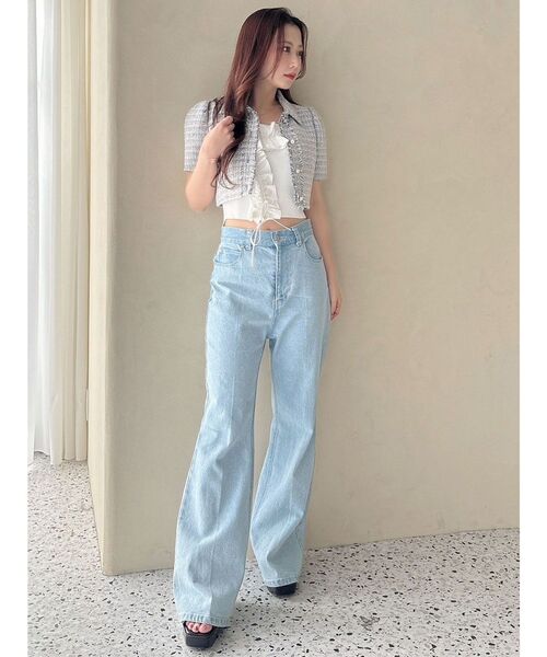 MERCURYDUO（マーキュリーデュオ）の「ブーツカットデニムパンツ（デニムパンツ・レディース・ブルー/ブラック・MEDIUM/SMALL）」の9枚目の写真