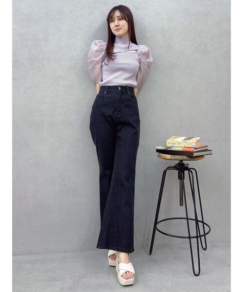 MERCURYDUO（マーキュリーデュオ）の「ブーツカットデニムパンツ（デニムパンツ・レディース・ブルー/ブラック・MEDIUM/SMALL）」の11枚目の写真