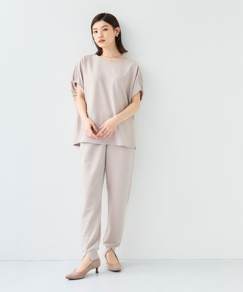 CROSS FUNCTION（クロスファンクション）の「《シワになりにくい》【セットアップ】カットジョーゼット前スリットジョガーパンツ【CF/クロスファンクション】（その他パンツ・レディース・ライトグレー/ブラック・LL/L/M）」の17枚目の写真