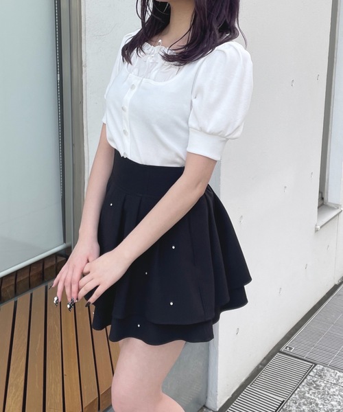 one way（ワンウェイ）の「レイヤード風半袖カットソー（Tシャツ/カットソー・レディース・グレー/ブラック/ホワイト/ピンク・FREE）」の2枚目の写真