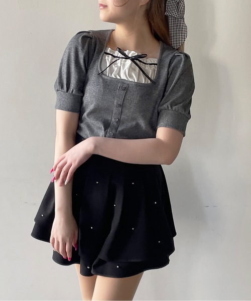 one way（ワンウェイ）の「レイヤード風半袖カットソー（Tシャツ/カットソー・レディース・グレー/ブラック/ホワイト/ピンク・FREE）」の18枚目の写真