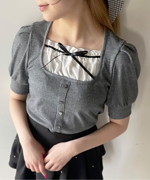 one way（ワンウェイ）の「レイヤード風半袖カットソー（Tシャツ/カットソー・レディース・グレー/ブラック/ホワイト/ピンク・FREE）」の20枚目の写真