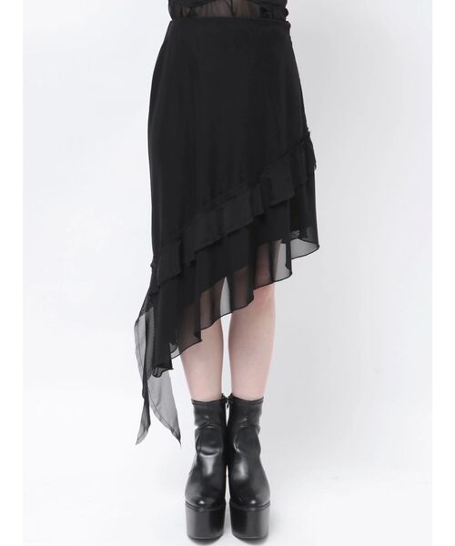 EMODA（エモダ）の「ラッフルアシンメトリーミディスカート（スカート・レディース・ブラック/その他・SMALL/MEDIUM）」の3枚目の写真