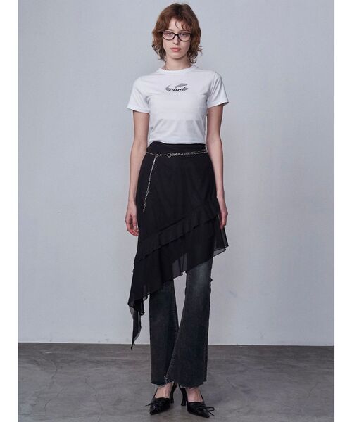 送料関税込★Stella McCartney★アシンメトリー ミディスカート Women ブラック ノット アシンメトリック ミディスカート