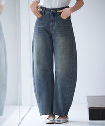 ヴィンテージ加工バレルレッグデニム