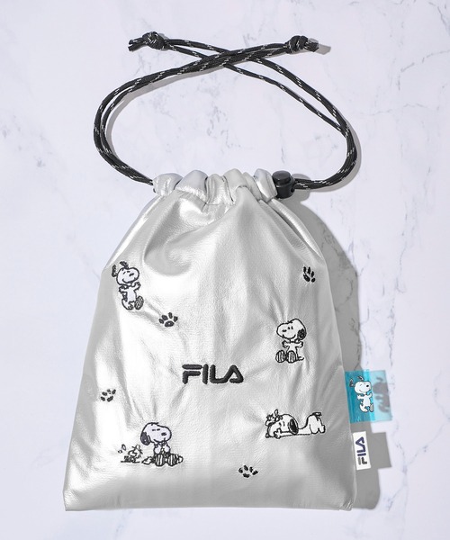 FILA(フィラ)の「【FILA フィラ × PEANUTS】フロント刺繍 ドローストリングミニショルダーバッグ(ショルダーバッグ・レディース・ホワイト/ブラック/シルバー・FREE)」の8枚目の写真