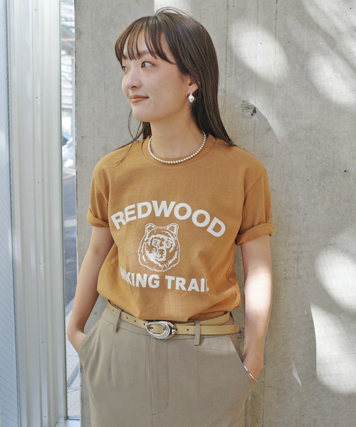 MIXTA（ミクスタ）の「MIXTA/ミクスタ REDWOOD TEE MXT1010003（Tシャツ/カットソー・レディース・ライトグレー/キャメル・FREE）」の3枚目の写真