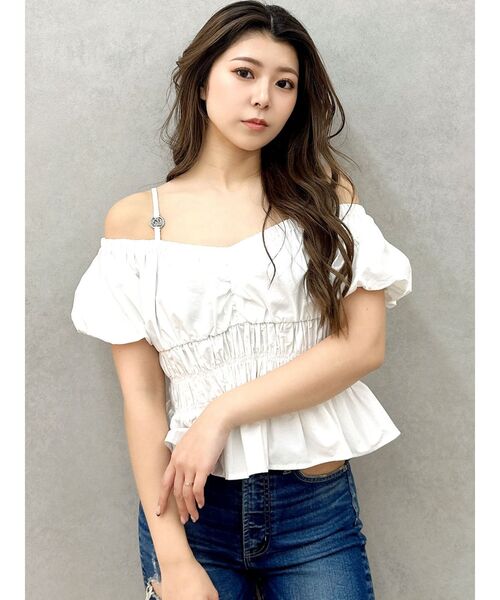 GYDA（ジェイダ）の「GDチャームオフショルブラウス（シャツ/ブラウス・レディース・その他1/ブラック/オフホワイト・FREE）」の14枚目の写真