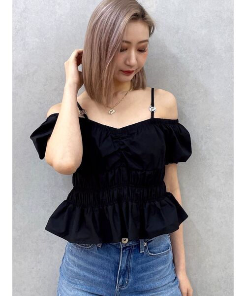 GYDA（ジェイダ）の「GDチャームオフショルブラウス（シャツ/ブラウス・レディース・その他1/ブラック/オフホワイト・FREE）」の19枚目の写真