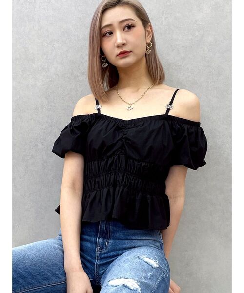 GYDA（ジェイダ）の「GDチャームオフショルブラウス（シャツ/ブラウス・レディース・その他1/ブラック/オフホワイト・FREE）」の20枚目の写真