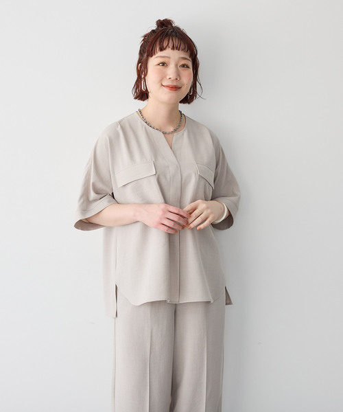 anyfee/プラスサイズ】すっきりドルマンスリーブリネン調