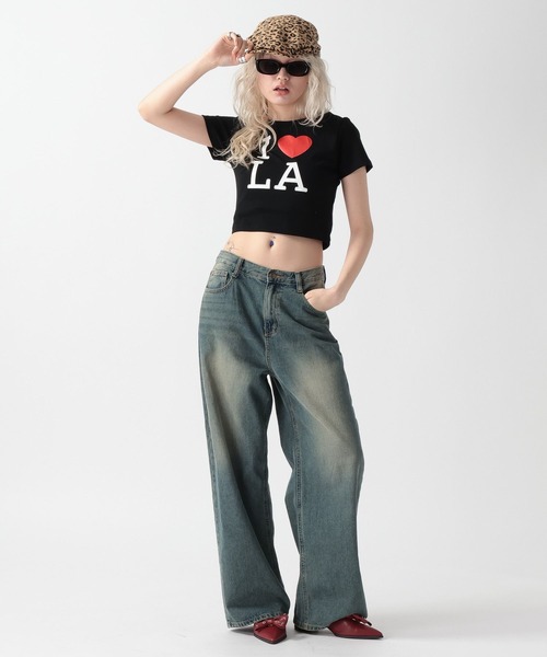 FOREVER 21（フォーエバー トゥエンティーワン）の「【2025SS】LOVETシャツ（Tシャツ/カットソー・レディース・オフホワイト/ブラック/カモフラージュ・FREE）」の5枚目の写真