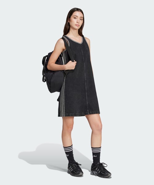 adidas（アディダス）の「アディカラー デニム スリーストライプス タンクワンピース / アディダスオリジナルス adidas Originals（ワンピース・レディース・ブラック・XX-LARGE/X-LARGE/LARGE/MEDIUM/SMALL）」の3枚目の写真