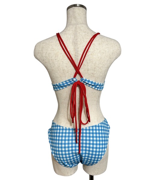 新品reselvesギンガムチェックビキニセット セール】【3点セット】ギンガムチェック ラップスカート