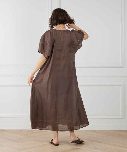 【新品 半額以下】INED イネド ボリュームスリーブリネンワンピース セール】【WEB限定】ボリュームスリーブリネンワンピース