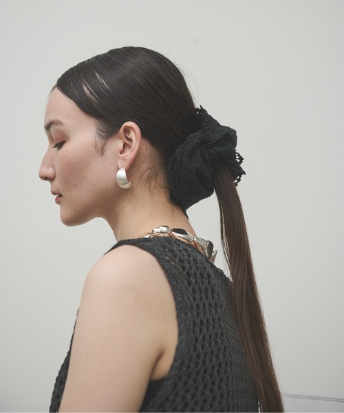 Lace Embroidery Double Frilled Scrunchie / レース刺繍ダブル