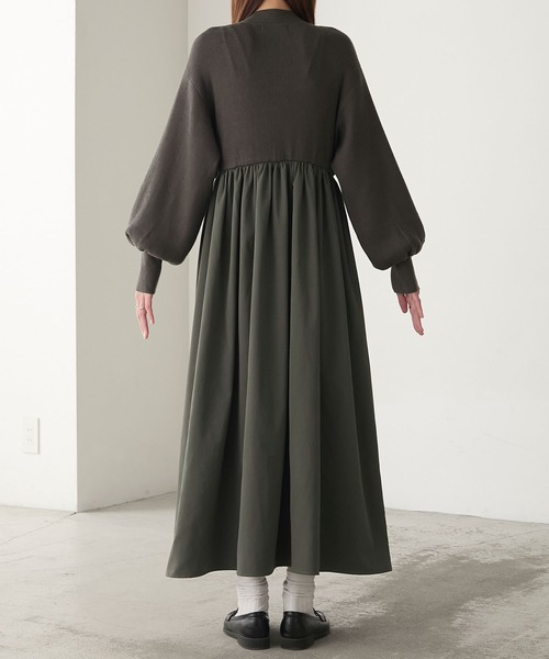 BONLECILL（ボンルシール）の「【至福のカヌレニット】アソートハイネックドッキングワンピース（ワンピース・レディース・チャコールグレー/ライトベージュ/ブラック/ネイビー・M/L）」の6枚目の写真