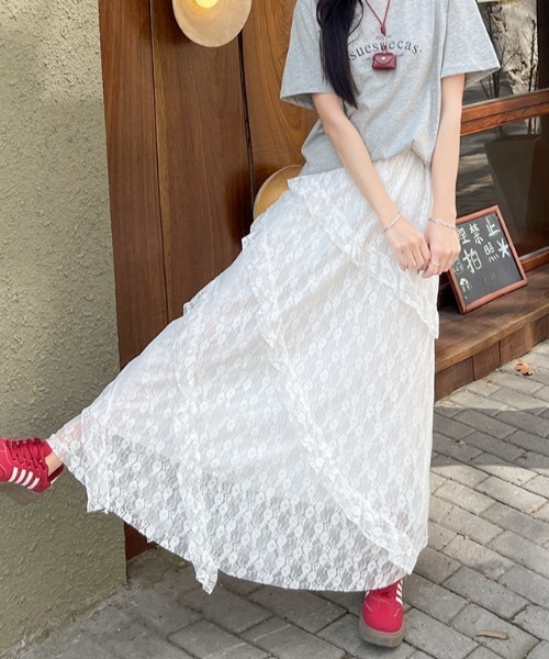 Vipoa（ヴィポア）の「レースロングスカート（スカート・レディース・ホワイト・FREE）」の3枚目の写真